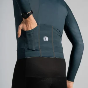 Epic Long Sleeve Jersey Graphite Blue 3 Back Pockets
